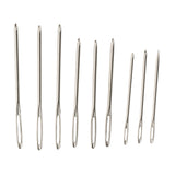 Maxbell 9pcs Large-eye Blunt Stitching Needles Hand Sewing Knitting Needles  Sliver