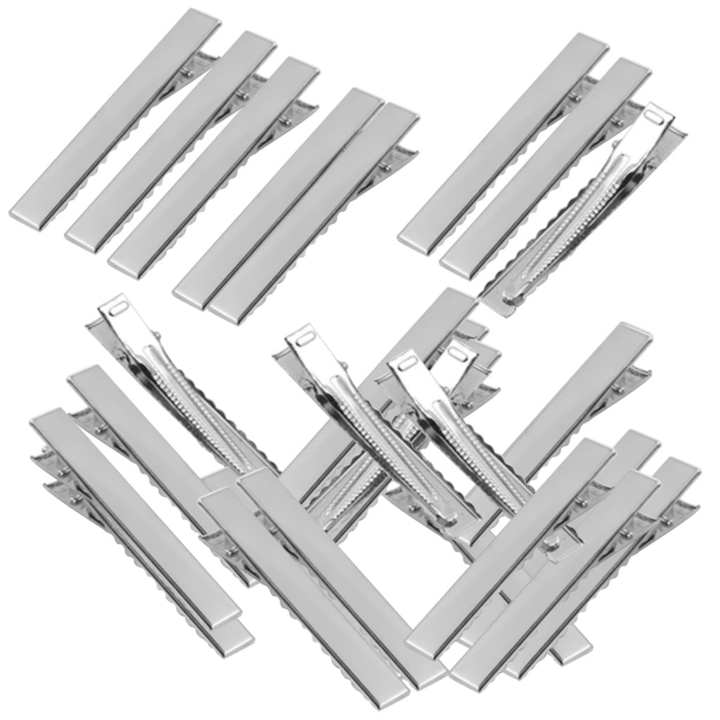 Maxbell 50pcs Assorted Size Flat Single Prong Metal Alligator Hair Clips 56mm