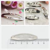 Maxbell 50pcs Rounded Snap Clip Oval Silver Metal Hair Bow Click Barrette DIY 5cm