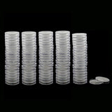 Maxbell 100pcs Clear Round Plastic Coin Capsules Container Storage Holder Case 28mm