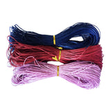 Maxbell 3 Pieces 80 Meters Cotton Waxed Cord 1mm Dark blue+Dark red+Purple