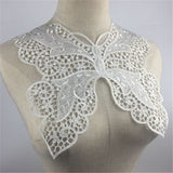 Maxbell Butterfly Neck Collar Applique Lace Trim Embroidered Sewing Patches White