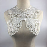Maxbell Butterfly Neck Collar Applique Lace Trim Embroidered Sewing Patches White