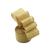 Maxbell 5 Meters Natural Jute Burlap Ribbon with Gold Net for Gift Wrapping 50mm