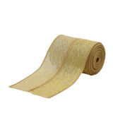 Maxbell 5 Meters Natural Jute Burlap Ribbon with Gold Net for Gift Wrapping 50mm