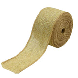 Maxbell 5 Meters Natural Jute Burlap Ribbon with Gold Net for Gift Wrapping 50mm