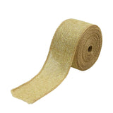 Maxbell 5 Meters Natural Jute Burlap Ribbon with Gold Net for Gift Wrapping 50mm