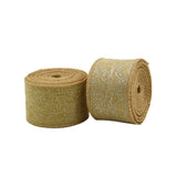 Maxbell 5 Meters Natural Jute Burlap Ribbon with Gold Net for Gift Wrapping 50mm