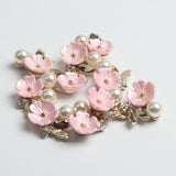 Maxbell 10 Pieces Flatback Pearl Flower DIY Scrapbooking Embellishment  pink