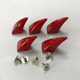 Maxbell 5 Pieces Horn Shape Screwback Rivets Stud Spikes for Leather Craft Red