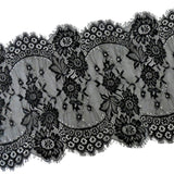 Maxbell 3 Yards Eyelash Lace Trim Ribbon Applique for Sewing Craft 33cm Wide Black