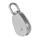 Maxbell Stainless Steel Single Wheel Pulley Block Swivel Rope Sheave Eye 15mm