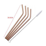 Maxbell 1 Piece Bent Stainless Steel Metal Cocktail Drinking Mixing Straw Rose Gold