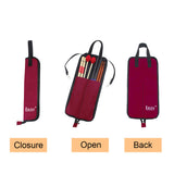 Maxbell Drum Sticks Bag Drumstick Case Mallet Holder for Instrument Accessories Red
