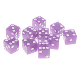 Maxbell 10 Pieces Six Sided Dice Digital Dices Set RPG Playing Game Toy Light Purple