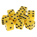 Maxbell 10 Pieces Six Sided Dice Digital Dices Set RPG Playing Game Toy Yellow