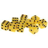 Maxbell 10 Pieces Six Sided Dice Digital Dices Set RPG Playing Game Toy Yellow