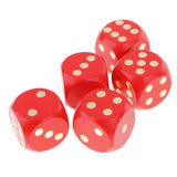 Maxbell 5 Piece/Set 3cm Wooden Dice D6 Six Sided Dotted Dice for D&D TRPG Toy Red