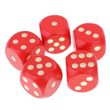 Maxbell 5 Piece/Set 3cm Wooden Dice D6 Six Sided Dotted Dice for D&D TRPG Toy Red