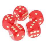 Maxbell 5 Piece/Set 3cm Wooden Dice D6 Six Sided Dotted Dice for D&D TRPG Toy Red