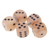 Maxbell 5 Piece/Set 3cm Wooden Dice D6 Six Sided Dotted Dice for D&D TRPG Toy Black