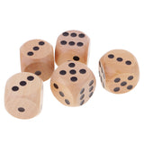 Maxbell 5 Piece/Set 3cm Wooden Dice D6 Six Sided Dotted Dice for D&D TRPG Toy Black