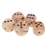 Maxbell 5 Piece/Set 3cm Wooden Dice D6 Six Sided Dotted Dice for D&D TRPG Toy Black