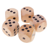 Maxbell 5 Piece/Set 3cm Wooden Dice D6 Six Sided Dotted Dice for D&D TRPG Toy Black