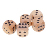 Maxbell 5 Piece/Set 3cm Wooden Dice D6 Six Sided Dotted Dice for D&D TRPG Toy Black