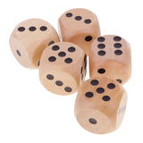 Maxbell 5 Piece/Set 3cm Wooden Dice D6 Six Sided Dotted Dice for D&D TRPG Toy Black