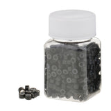 Maxbell Lot of 500 pcs Silicone Hair Extension Loops Micro Color Ring Beads Black