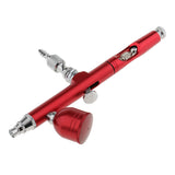 Maxbell Dual Action Gravity Feed Spray Gun Airbrush Tattoo Nail Art Paint Kit - Red