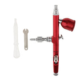 Maxbell Dual Action Gravity Feed Spray Gun Airbrush Tattoo Nail Art Paint Kit - Red