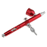 Maxbell Dual Action Gravity Feed Spray Gun Airbrush Tattoo Nail Art Paint Kit - Red