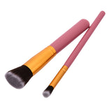 Maxbell Pro 2 pieces Makeup Powder Foundation Eyeshadow Brushes Set Pink and Gold
