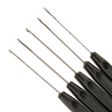 Maxbell 5 Pieces Pulling Hook Needle Tools for Micro Ring Hair Extensions Black