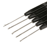 Maxbell 5 Pieces Pulling Hook Needle Tools for Micro Ring Hair Extensions Black