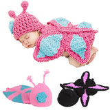 Maxbell Lovely Knit Crochet Butterfly Clothes Photo Prop Outfits For Baby Pink