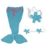 Maxbell Newborn Baby Photography Prop Crochet Mermaid Headband Bra Tail Blue