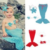 Maxbell Newborn Baby Photography Prop Crochet Mermaid Headband Bra Tail Blue