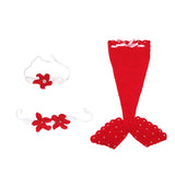 Maxbell Newborn Baby Photography Prop Crochet Mermaid Headband Bra Tail Red