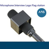 Maxbell Square Mic Microphone Logo Flag Station Log Interview Meeting Speech Black