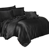Maxbell Solid Color Satin Silk Bedding Duvet Cover Set , King Size Bed Black