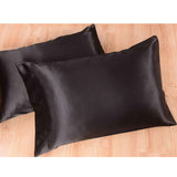 Maxbell Solid Color Satin Silk Bedding Duvet Cover Set , King Size Bed Black