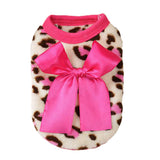 Maxbell Two Colors Leopard Design Coral Fleece Puppy Clothes Pet Dress Vest 8# Pink