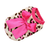 Maxbell Two Colors Leopard Design Coral Fleece Puppy Clothes Pet Dress Vest 8# Pink