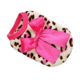 Maxbell Two Colors Leopard Design Coral Fleece Puppy Clothes Pet Dress Vest 8# Pink