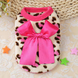 Maxbell Two Colors Leopard Design Coral Fleece Puppy Clothes Pet Dress Vest 8# Pink