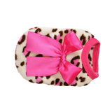 Maxbell Two Colors Leopard Design Coral Fleece Puppy Clothes Pet Dress Vest 8# Pink