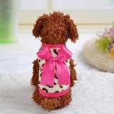 Maxbell Two Colors Leopard Design Coral Fleece Puppy Clothes Pet Dress Vest 8# Pink